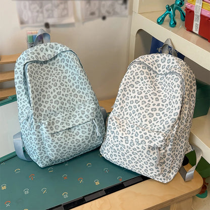 Leopard Print Backpack – Multi-Pocket Nylon Daypack