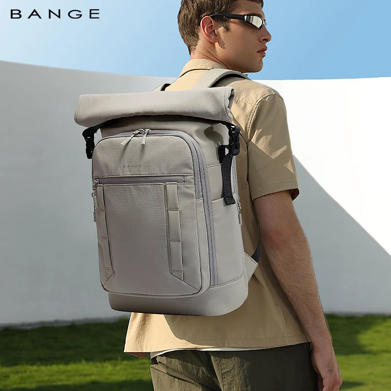 Bange Roll-Top Waterproof Backpack – Expandable 15.6" Laptop Bag for Men