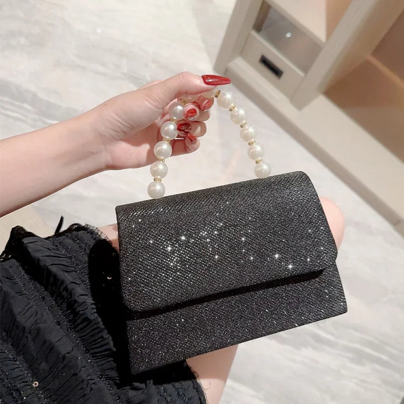 Pearl Chain Evening Bag – Luxury Silk Clutch Purse for Women