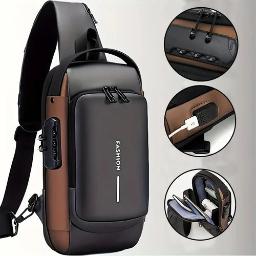 Anti-Theft Sling Bag for Men – USB Charging & Lock