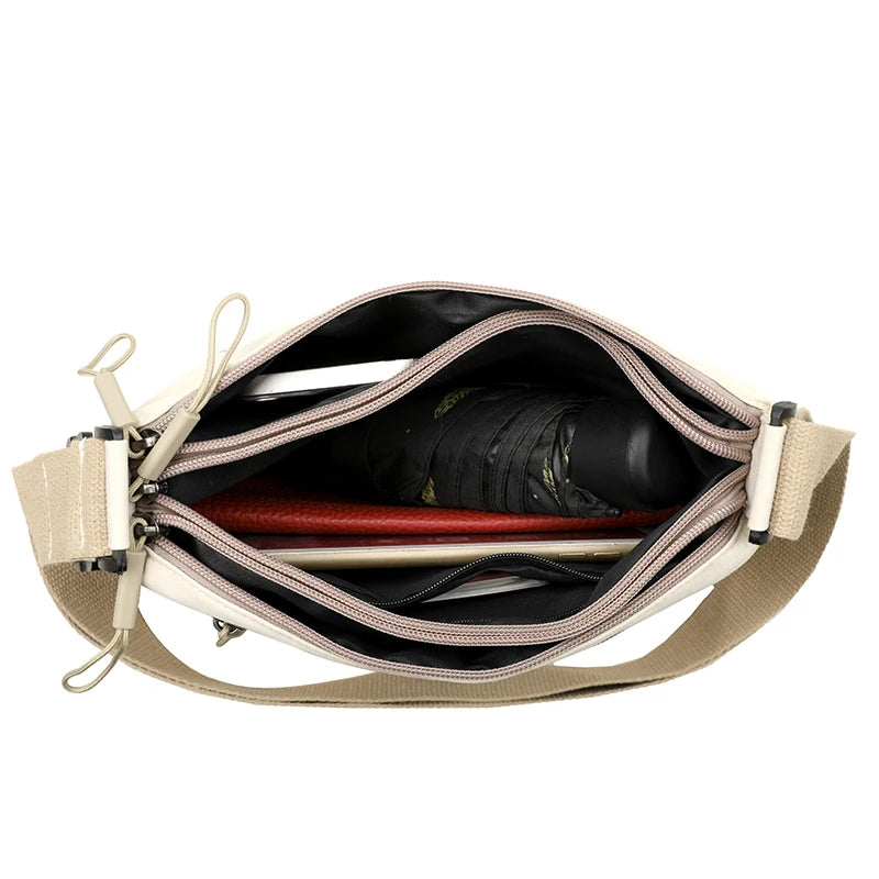 Women's Large Capacity Nylon Crossbody Bag – 3 Pockets