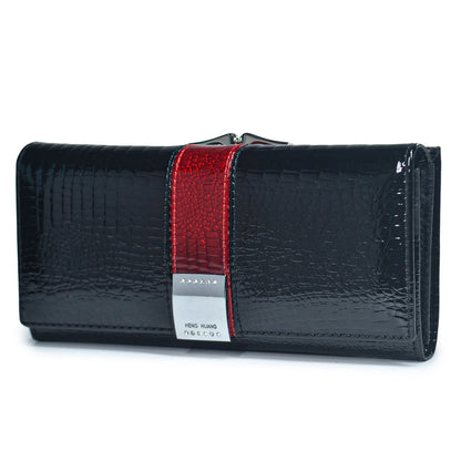 Alligator Patent Leather Long Wallet for Women – Multifunctional Clutch Purse