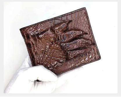 Crocodile Leather Short Wallet for Men – Luxury Card Holder