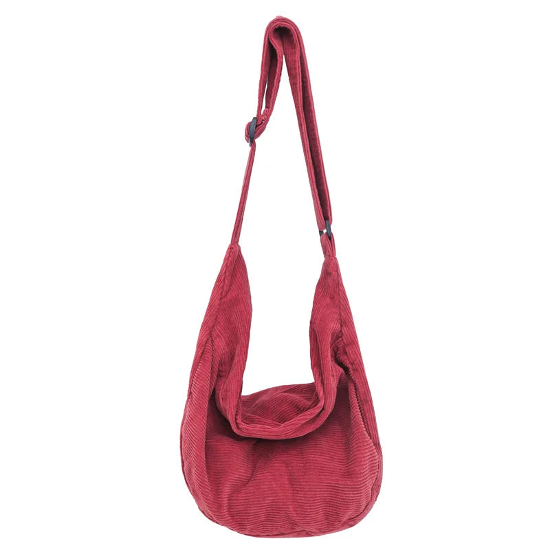 Corduroy Crossbody Shoulder Bag for Women – Large Capacity
