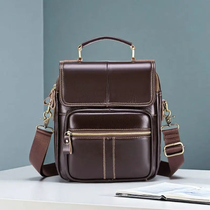 Genuine Leather Men's Crossbody Shoulder Bag – Vintage Style