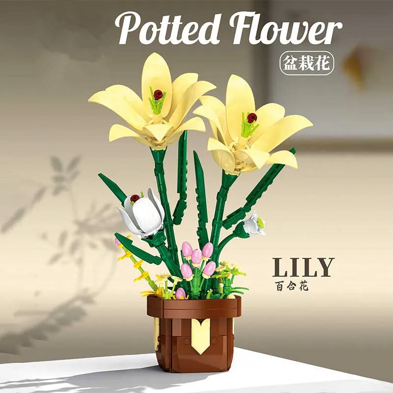 Flower Bouquet Building Blocks Set – Sunflower Potted Plant Decor