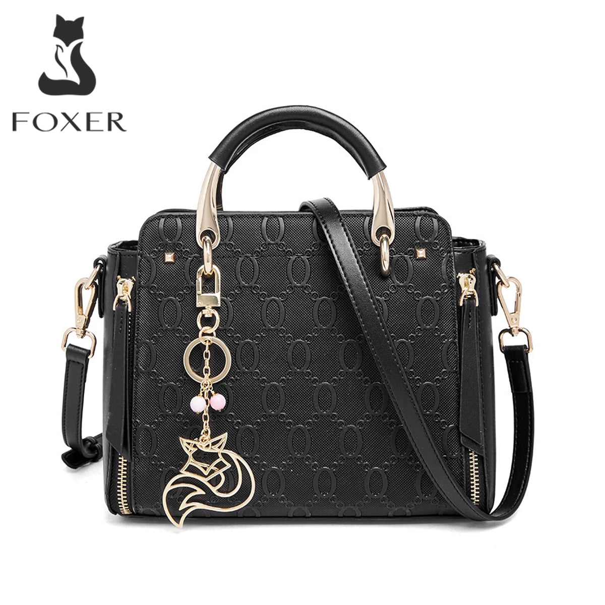 Foxer Brand Cowhide Leather Women S Handbag Shoulder Bag Luxury Design Female Crossbody Elegant Tote