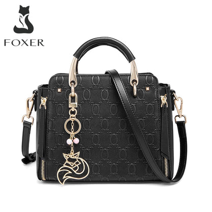 Foxer Brand Cowhide Leather Women S Handbag Shoulder Bag Luxury Design Female Crossbody Elegant Tote