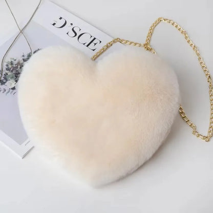 Heart-Shaped Plush Purse – Fluffy Crossbody Bag, Multiple Styles