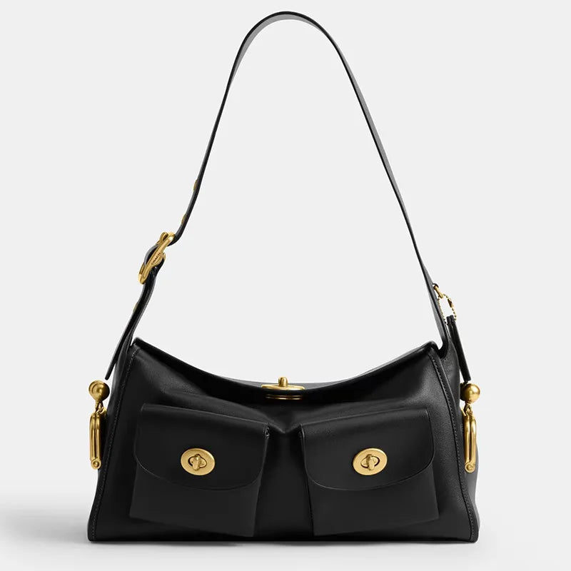 Women Lady Pu Leather Bags Big Capacity Vintage Style Shoulder Hand Zipper Closure Multi Pocket