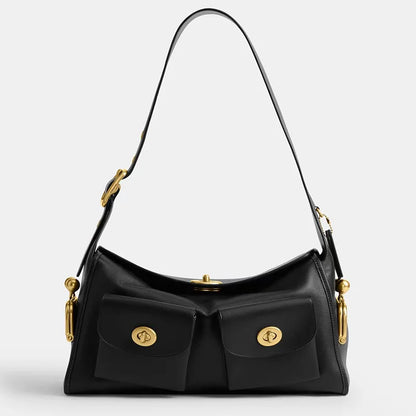 Women Lady Pu Leather Bags Big Capacity Vintage Style Shoulder Hand Zipper Closure Multi Pocket