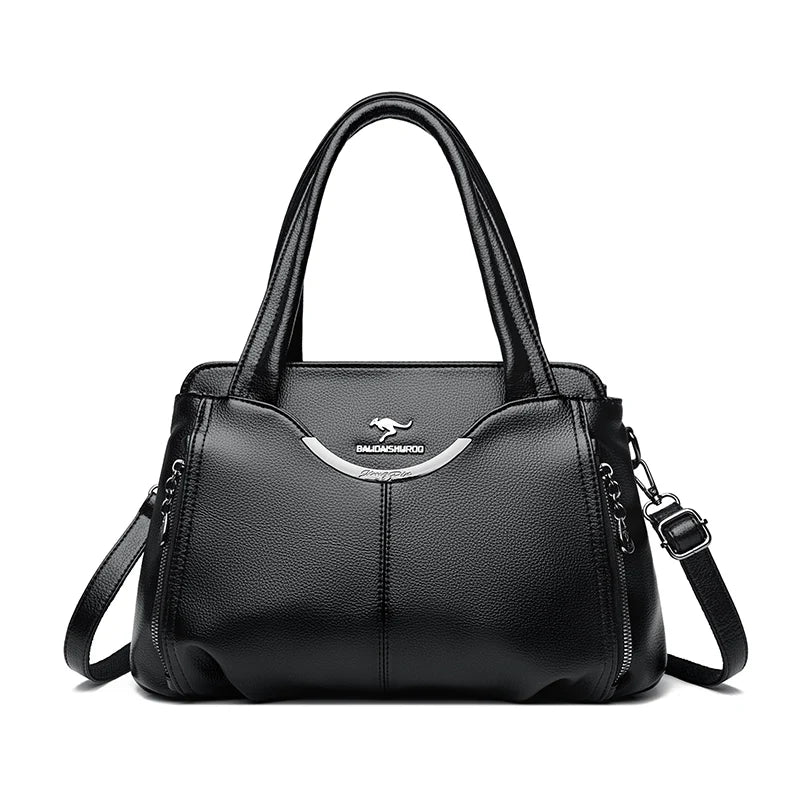 Multi-Pocket PU Leather Handbag for Women – Luxury Shoulder Tote