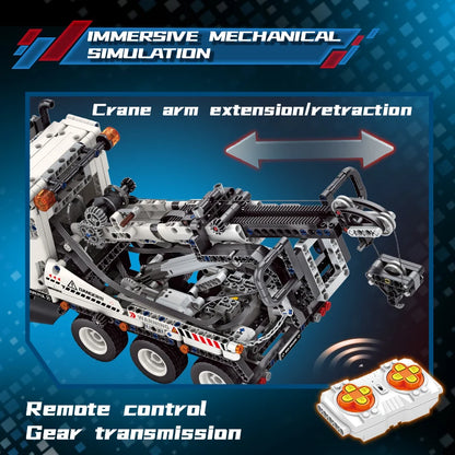 Engineering Tow Truck Building Blocks Set – Technic Highway Trailer Crane Kit