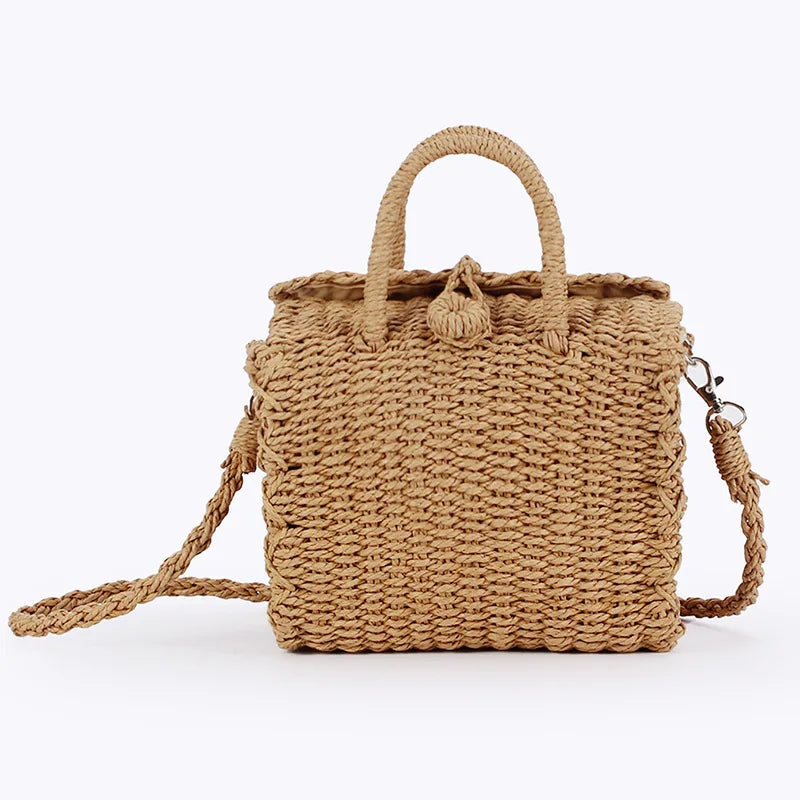 Straw Woven Tote Bag – Women's Large Capacity Summer Beach Handbag