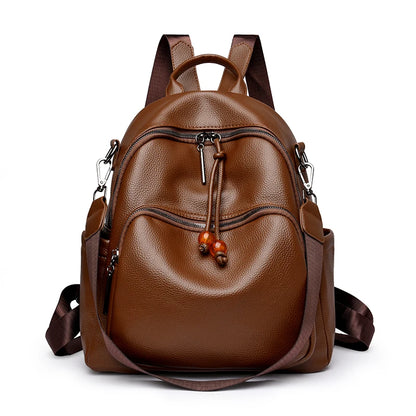 Luxury PU Leather Backpack for Women – Large Capacity Travel Bag