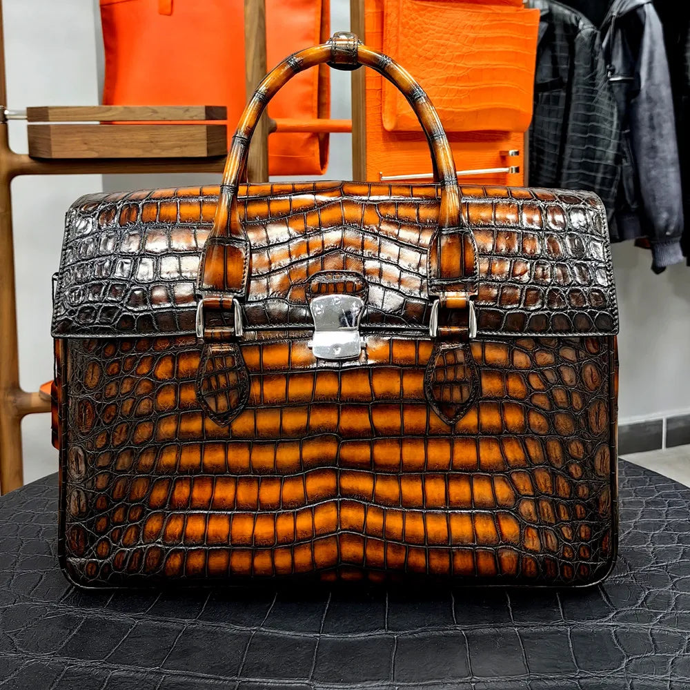 Crocodile Leather Men's Business Briefcase – Luxury Handbag