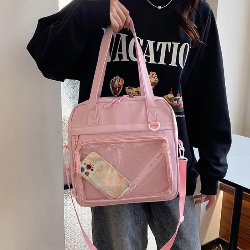 Kawaii Ita Bag Nylon Tote – Large Shoulder Bag for Teen Girls