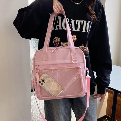 Kawaii Ita Bag Nylon Tote – Large Shoulder Bag for Teen Girls
