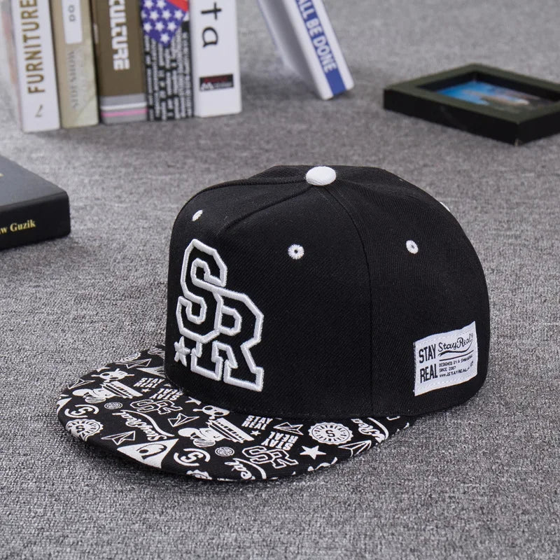 SR Embroidery Snapback Baseball Cap – Unisex Hip Hop Hat