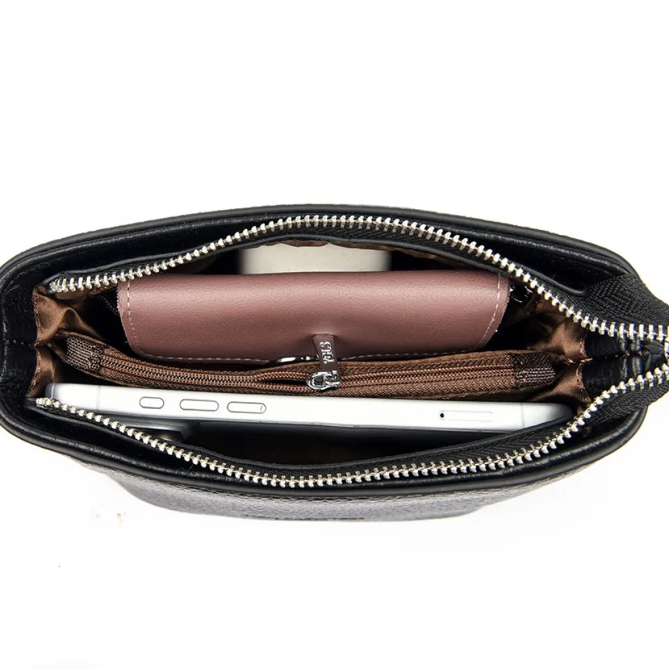 Women's Small PU Leather Crossbody Bucket Bag with Adjustable Strap