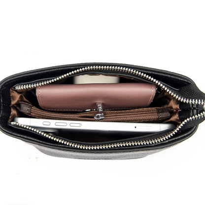 Women's Small PU Leather Crossbody Bucket Bag with Adjustable Strap