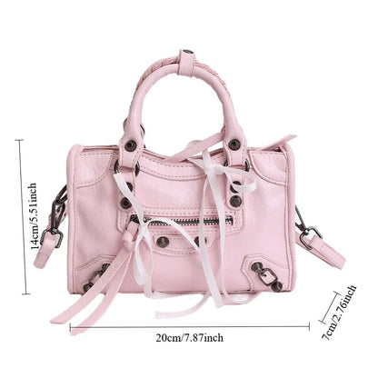 Motorcycle-Style Women's Crossbody Handbag with Tassel Detail