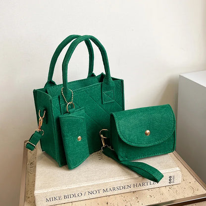 3-Piece Handbag Set – Embossed Crossbody Bag, Clutch & Mini Wallet