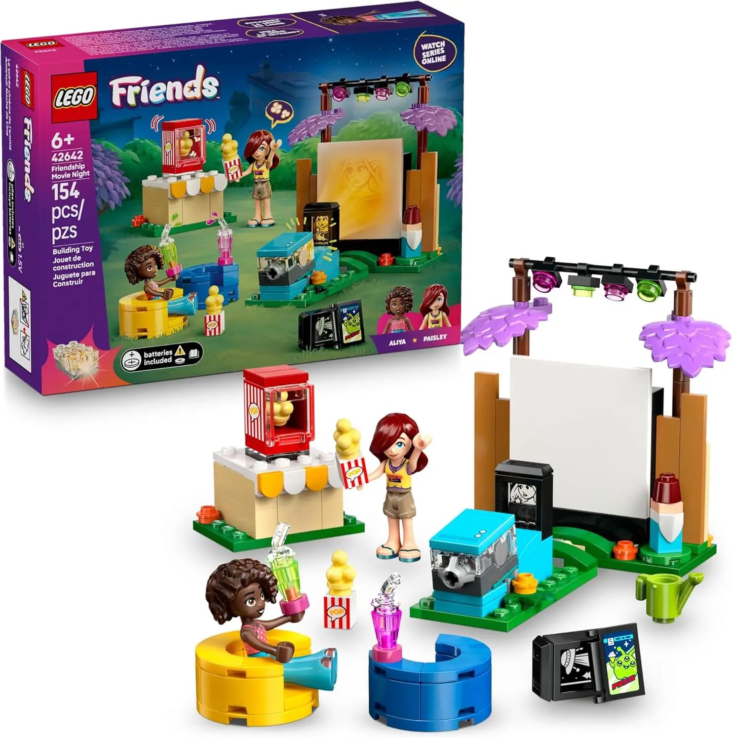 LEGO Friends 42642 Friendship Movie Night Building Set – 154 Pieces