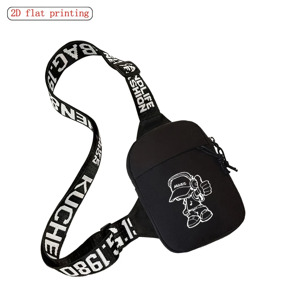 Men's Chest Bag with Music Boy 2D Print – Crossbody Sling Bag