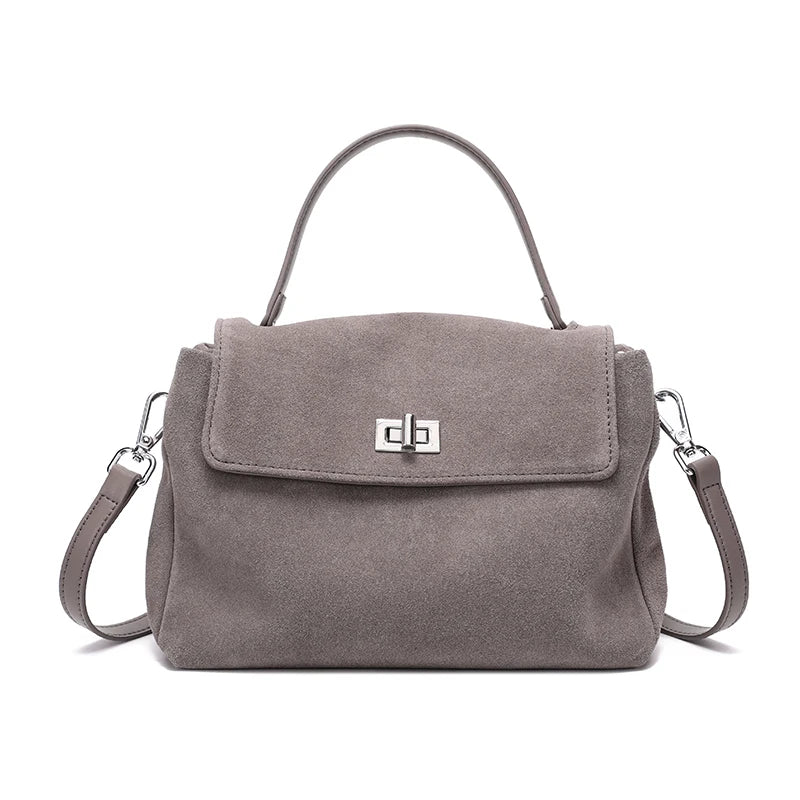 Suede Leather Crossbody Bag for Women – Luxury Designer Shoulder Handbag