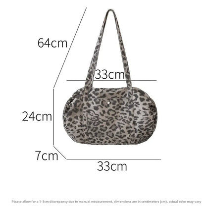 Wild Leopard Print Handbag Large Capacity Tote Bag Minimalist Nylon Women Shoulder Armpit Retro