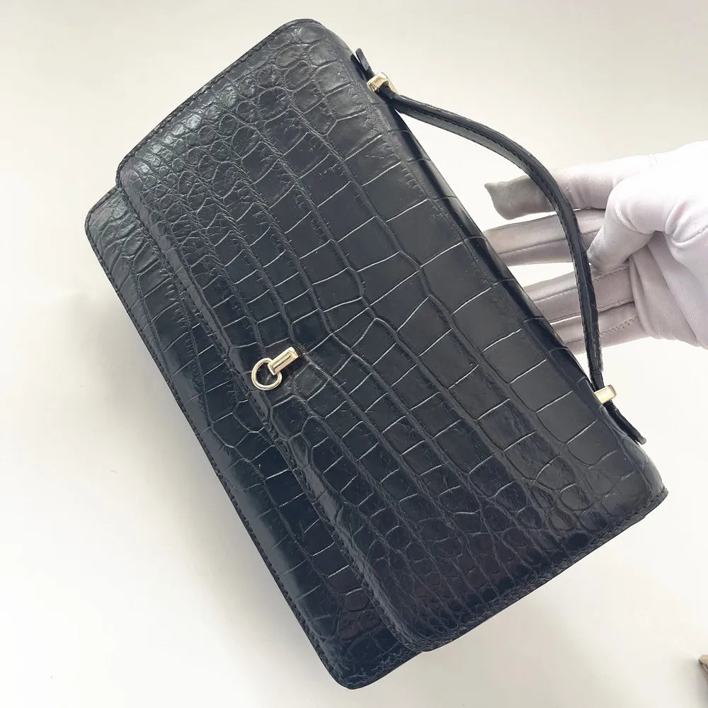Crocodile Leather Flap Bag – Women's Matte Crossbody