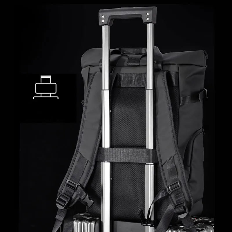 Men's Waterproof Roll-Top Travel Backpack 16" Laptop Bag