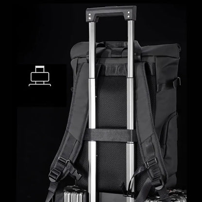 Men's Waterproof Roll-Top Travel Backpack 16" Laptop Bag