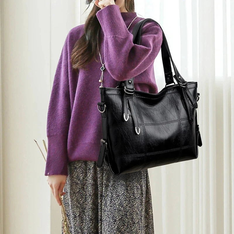 PU Leather Shoulder Bag – Large Capacity Women's Tote Handbag
