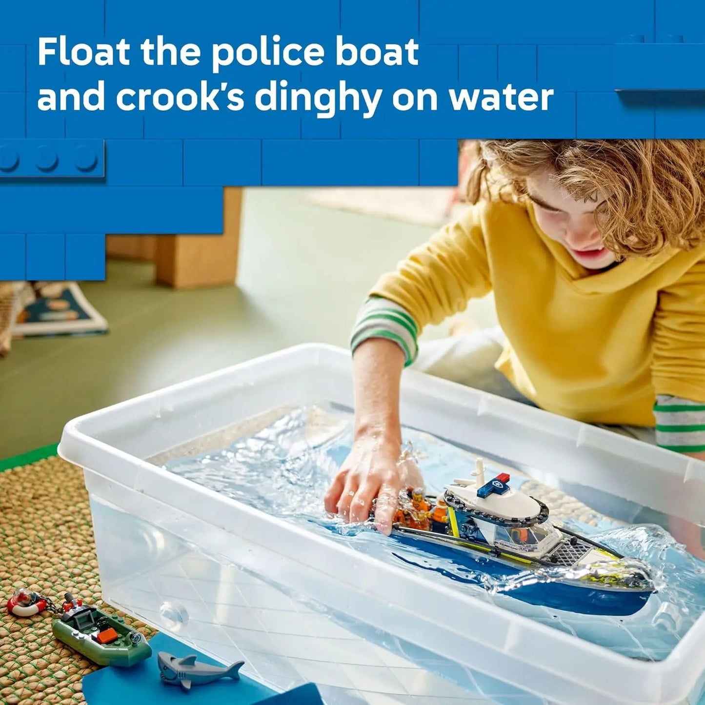 LEGO City 60456 Police Boat – 264 Pieces, Floats on Water