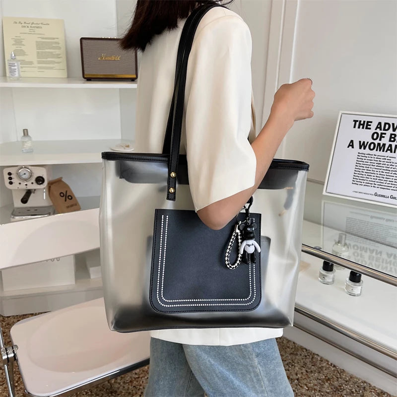 Clear Jelly Tote Bag – Large Capacity Shoulder Bag for Women