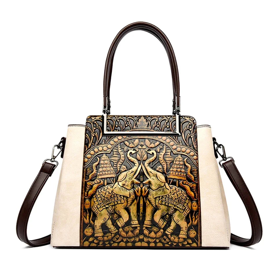 Vintage Embossed Handbag for Women – Large Capacity PU Leather Shoulder Bag