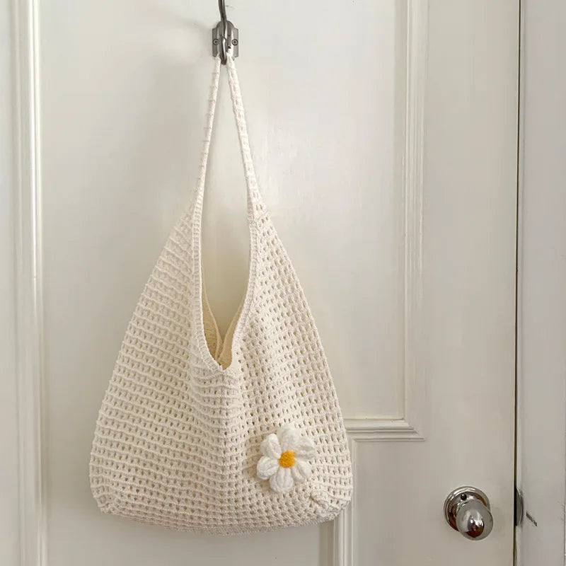 Crochet Shoulder Bag for Women – Large Mesh Knit Hobo Tote