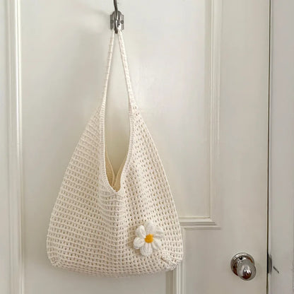 Crochet Shoulder Bag for Women – Large Mesh Knit Hobo Tote