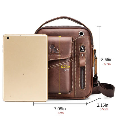 Men's Leather Crossbody Bag – Large Capacity Cowhide Shoulder Bag