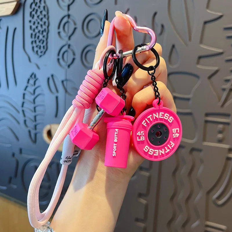 Fitness Barbell Keychain – Mini Dumbbell Plate Gym Key Ring