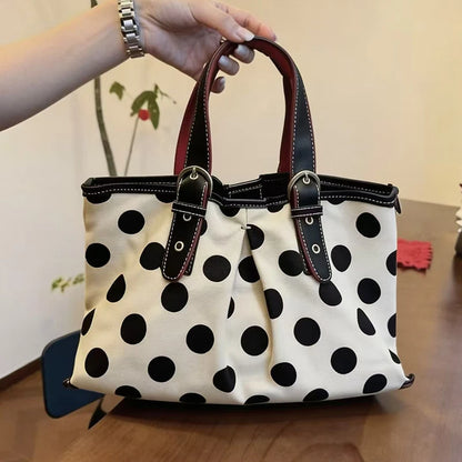 Polka Dot Tote Bag – Large Capacity Women's Shoulder Bag