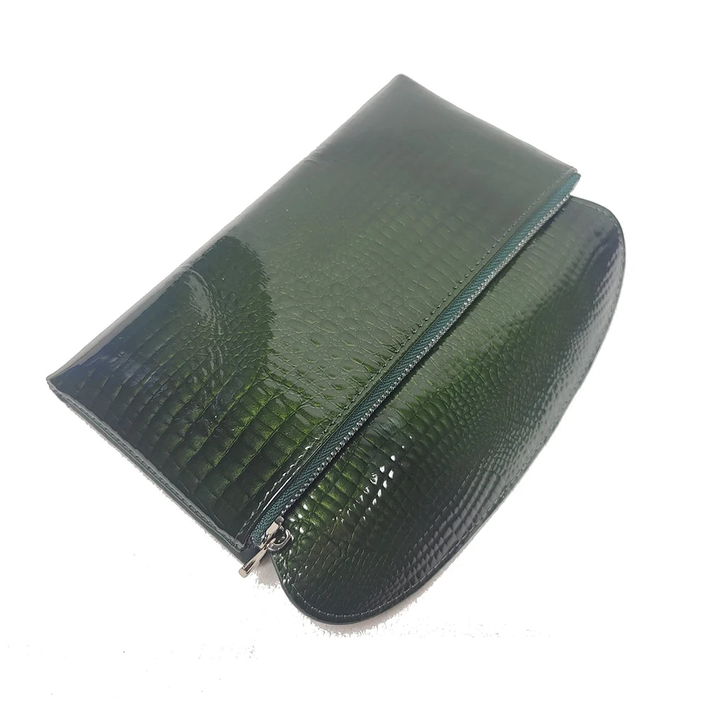 Patent Leather Long Wallet Women Crocodile Pattern Clutch Purse
