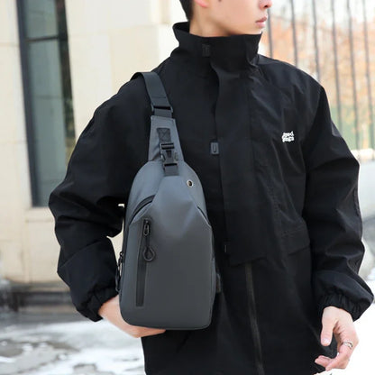 Men's Sling Bag with USB Charging Port & Headphone Jack