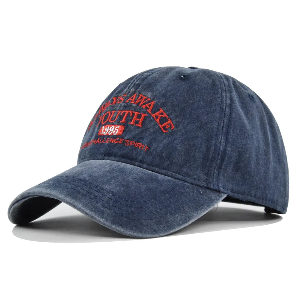 Embroidered Vintage Baseball Cap – Washed Cotton Snapback for Men & Women