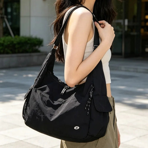 Large Capacity Nylon Shoulder Bag – Unisex Crossbody with Multi Pockets