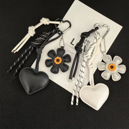 PU Leather Flower Tassel Bag Charm Keychain