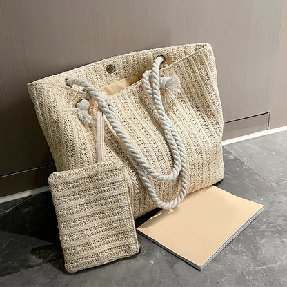 Straw Tote Bag – Large Capacity Women's Summer Beach Purse