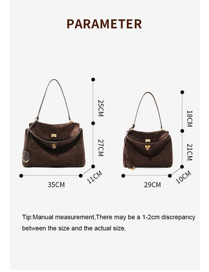 Women's Suede Leather Tote Bag – Large Capacity Shoulder Handbag